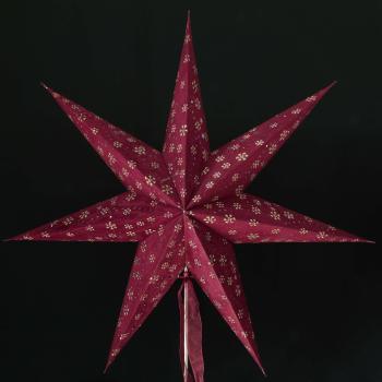 MINORIS  rot/Samt - Faltbarer Leuchtstern, Weihnachtsstern aus Papier mit 7 Zacken, 60 cm